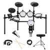 Donner DED-200 Electric Drum Set Electronic Kit with Mesh Head 8 Piece, Drum Throne, Sticks Headphone and Audio Cable Included, More Stable Iron Metal Support Set