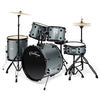 Ashthorpe 5-Piece Complete Full Size Adult Drum Set with Remo Batter Heads - Silver
