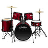 Ashthorpe 5-Piece Complete Full Size Adult Drum Set with Remo Batter Heads - Red