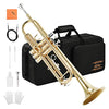 Eastar Gold Trumpet Brass Standard Bb Trumpet Set ETR-380 For Student Beginner with Hard Case, Gloves, 7 C Mouthpiece, Valve Oil and Trumpet Cleaning Kit