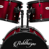 Ashthorpe 5-Piece Complete Full Size Adult Drum Set with Remo Batter Heads - Red
