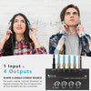 Fifine Headphone Amplifier 4 Channels Metal Stereo Audio Amplifier,Mini Earphone Splitter with Power Adapter-4x Quarter Inch Balanced TRS Headphones Output and TRS Audio Input for Sound Mixer-N6