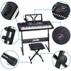 Moukey MEK-200 Electric Keyboard Portable Piano Keyboard Music Kit with Stand, Bench, Headphone, Microphone & Sticker, 61 Key Keyboard, Black